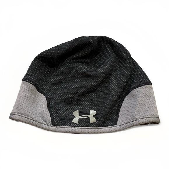 Under Armour Mens Black Gray Fleece Warm Beanie Hat One Size Cap OSFM - Picture 1 of 8